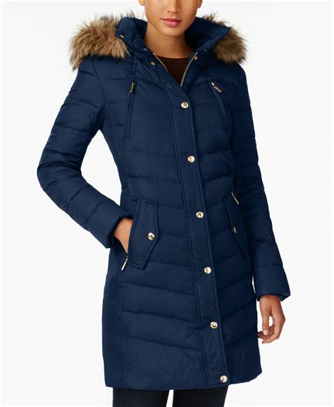 michael michael kors faux-fur-trim hooded down puffer coat|32 degrees quilted down packable puffer coat.